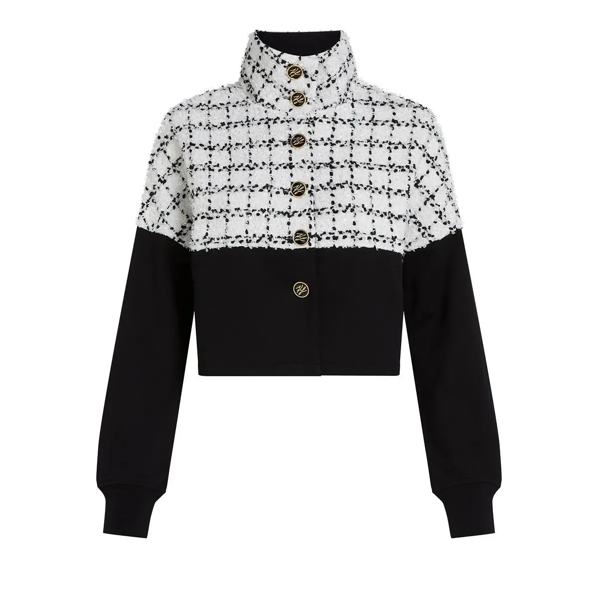 Karl Lagerfeld - SWEATJACKE AUS BOUCLÉ - Größe M - schwarz Karl Lagerfeld - SWEATJACKE AUS BOUCLÉ - Größe M - schwarz