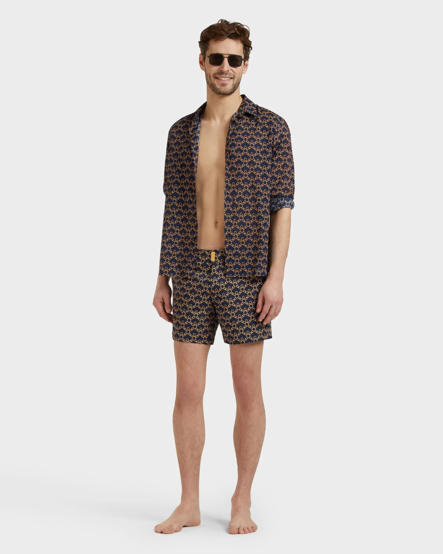 Vilebrequin - Kurze Turtles Chain Stretch-badeshorts Mit Flachem Bund Für Herren - Bademode - Menise - Blau - Größe XXXL – Bild 5