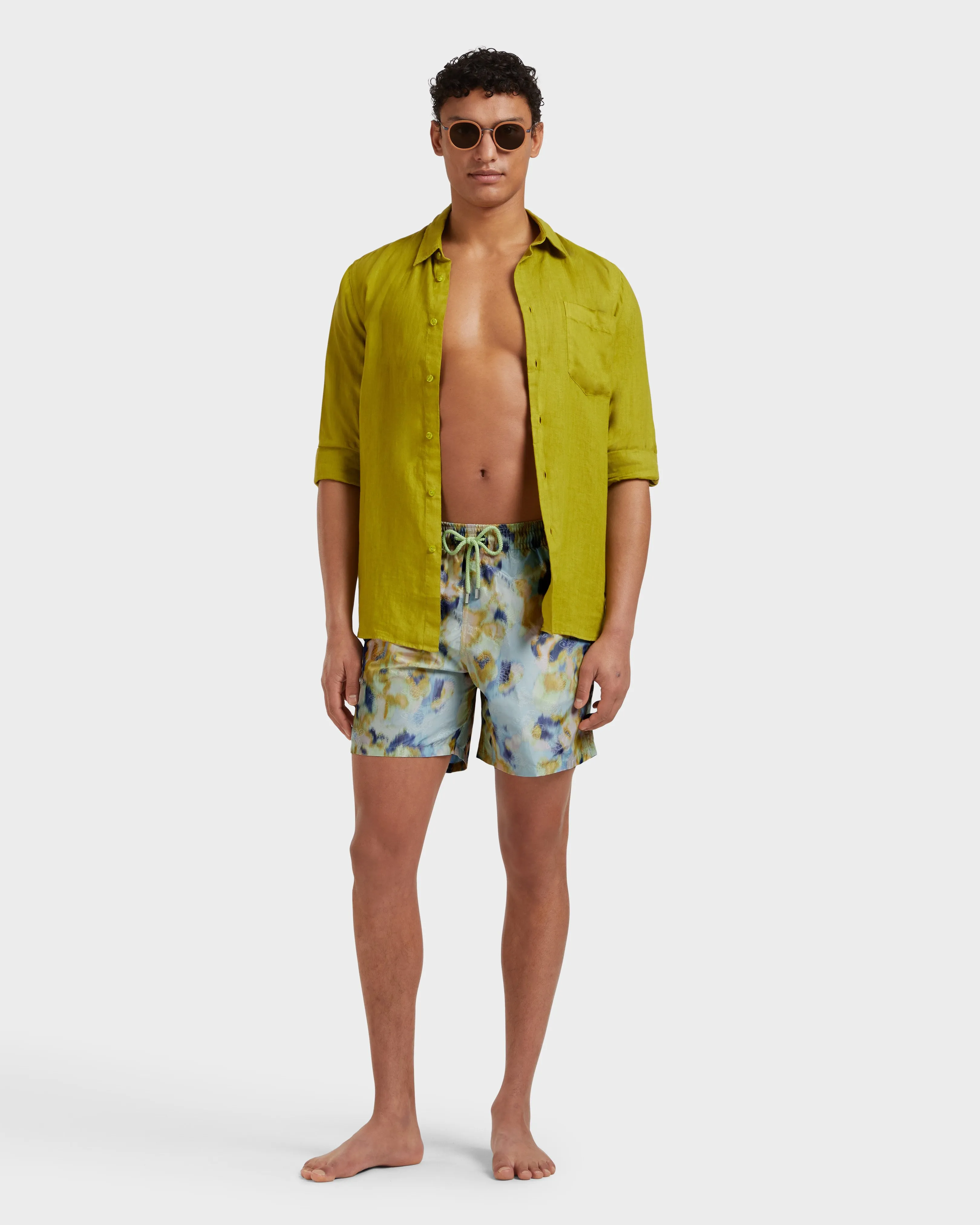 Vilebrequin - Blurred Nymphea Badeshorts Für Herren - Vilebrequin X Maison Bucol - Bademode - Moopea - Grün - Größe XXXL – Bild 5