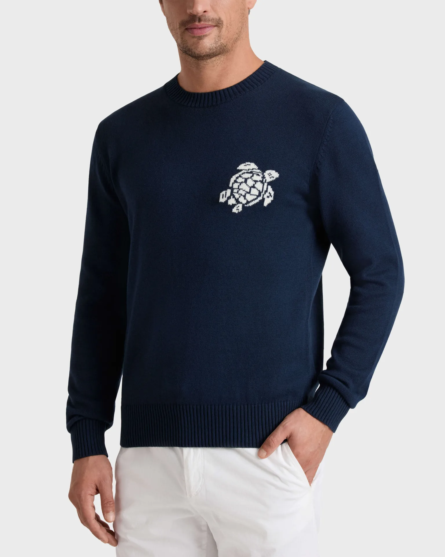 Vilebrequin - Turtle Rundhalspullover Aus Baumwolle Und Kaschmir Für Herren - Pullover - Payol - Blau - Größe M – Bild 3