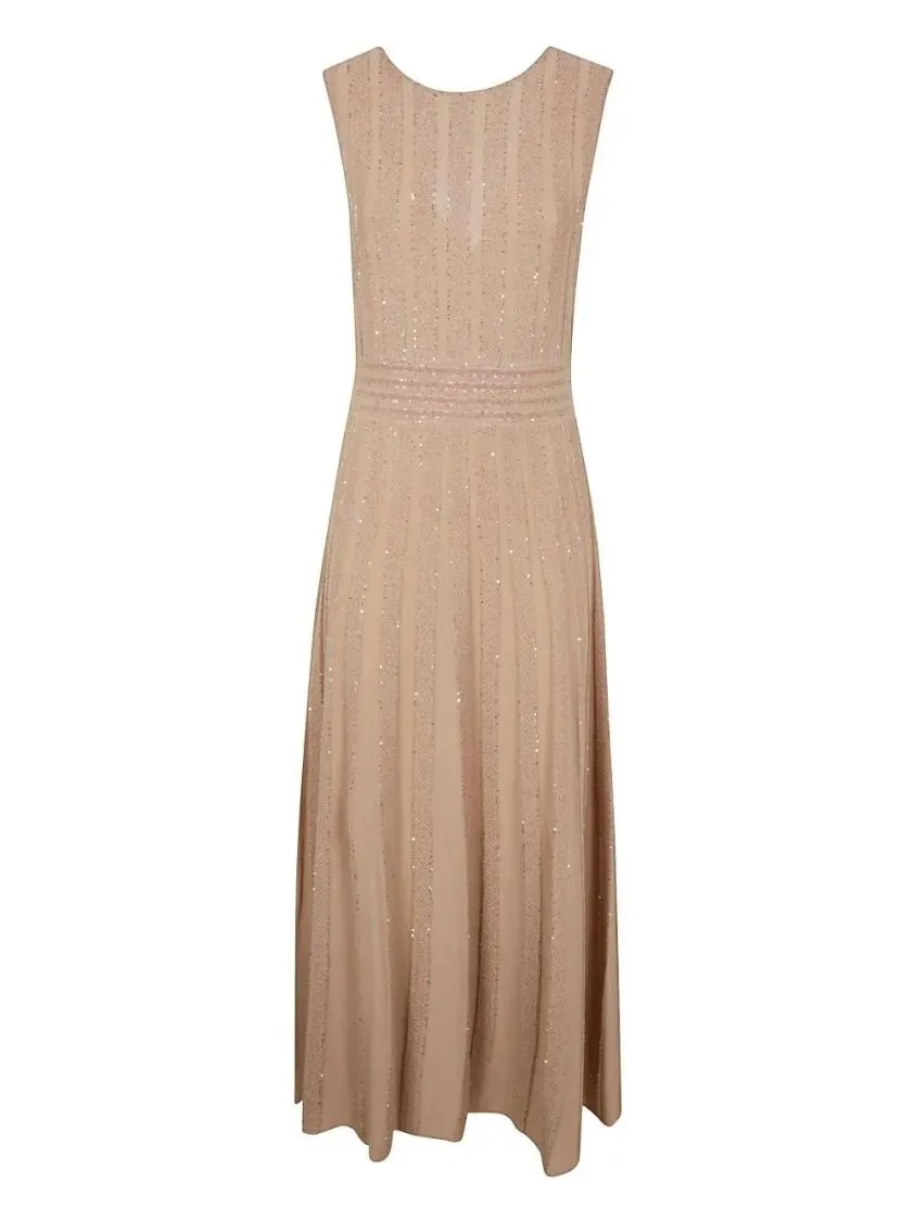 D. Exterior - V-Neck Blush Beige Evening Dress - Größe XL - beige D. Exterior - V-Neck Blush Beige Evening Dress - Größe XL - beige