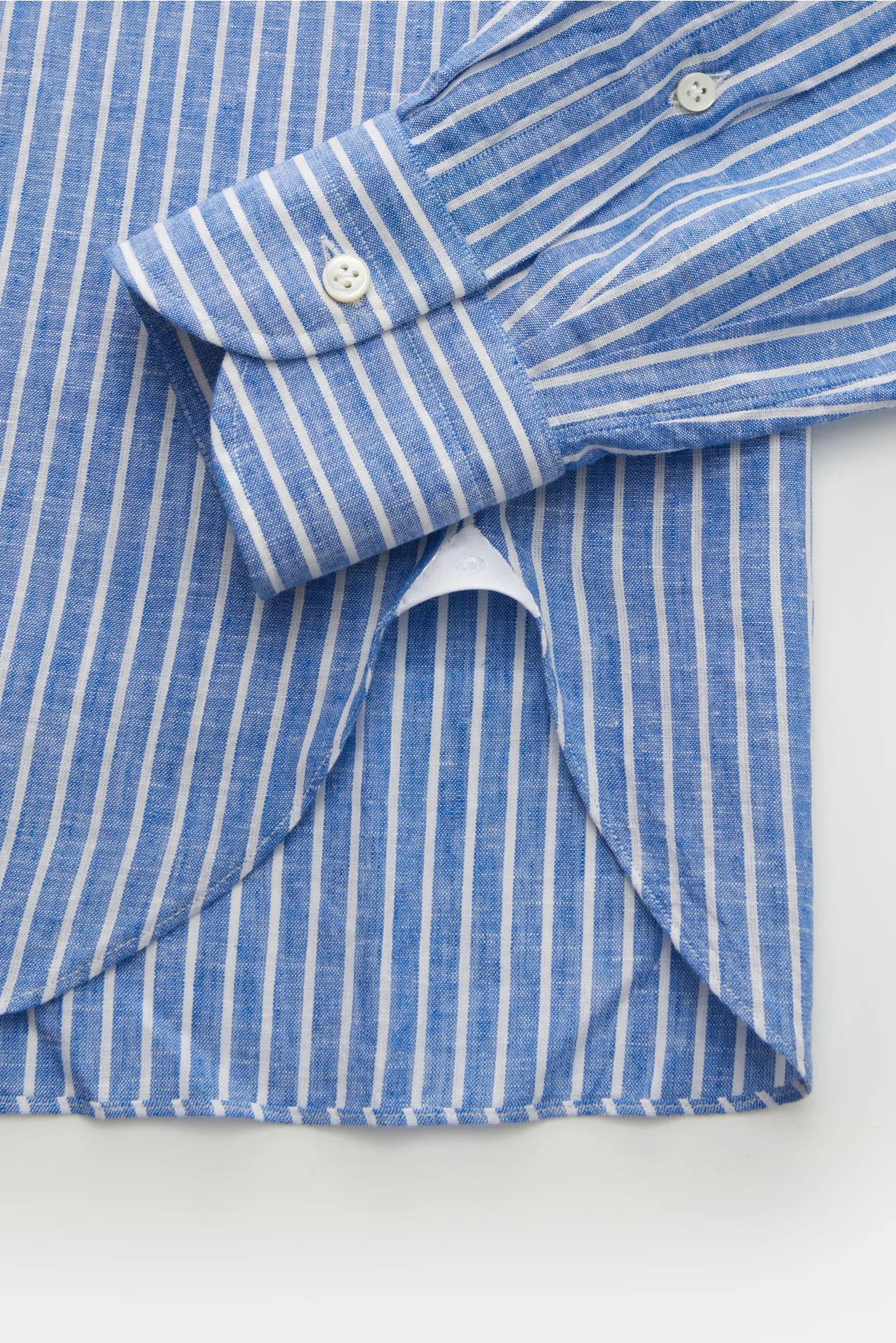 Giampaolo - Herren - Casual Hemd Grandad-Kragen blau/weiß gestreift – Bild 3