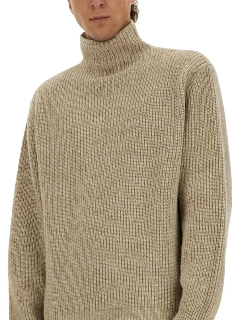 Lemaire - Ribbed Knit Turtleneck Sweater In Neutral Hues - Größe XL - pink – Bild 2