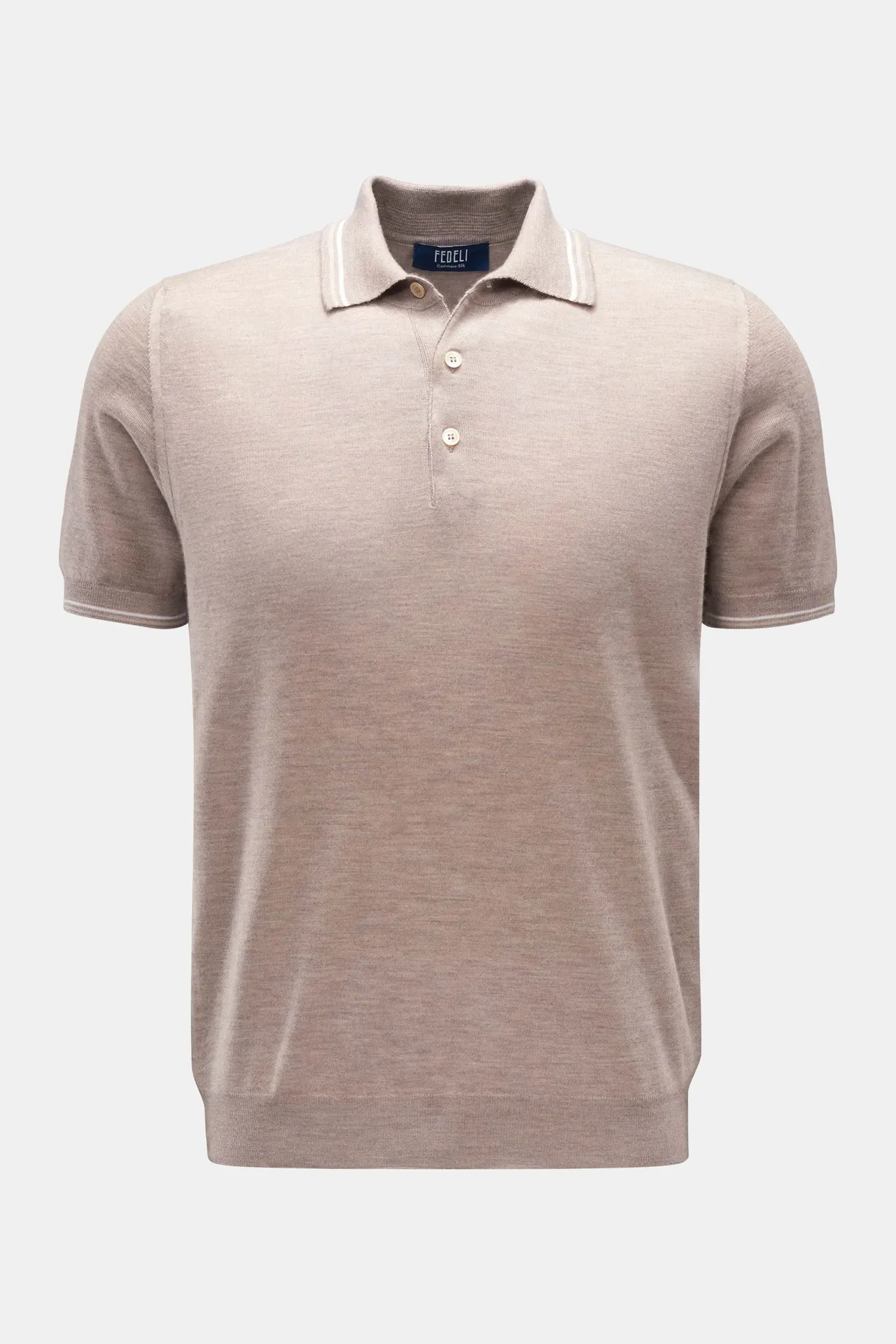 Fedeli - Herren - Kurzarm-Strickpolo %27Eton%27 graubraun Fedeli - Herren - Kurzarm-Strickpolo %27Eton%27 graubraun