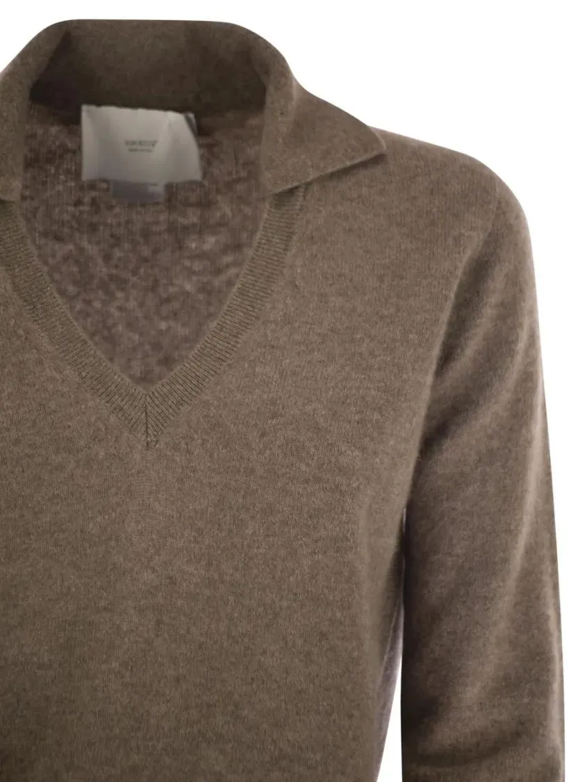 Vanise - Patty - V-Neck Jumper With Polo Collar - Größe 46 - grau – Bild 2