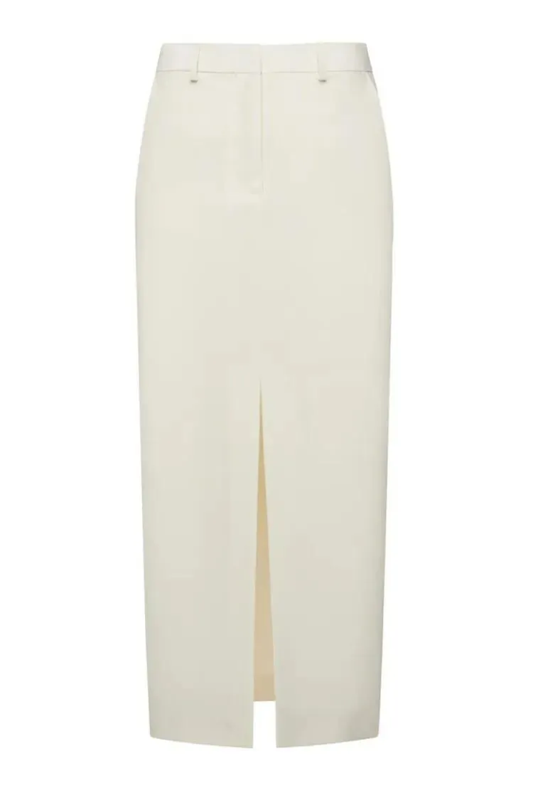 Simona Corsellini - Midi Skirt With Front Slit - Größe 42 - weiß Simona Corsellini - Midi Skirt With Front Slit - Größe 42 - weiß