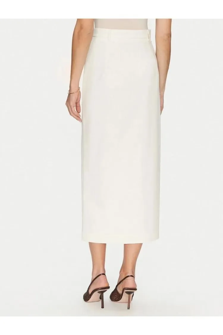 Simona Corsellini - Midi Skirt With Front Slit - Größe 42 - weiß – Bild 4