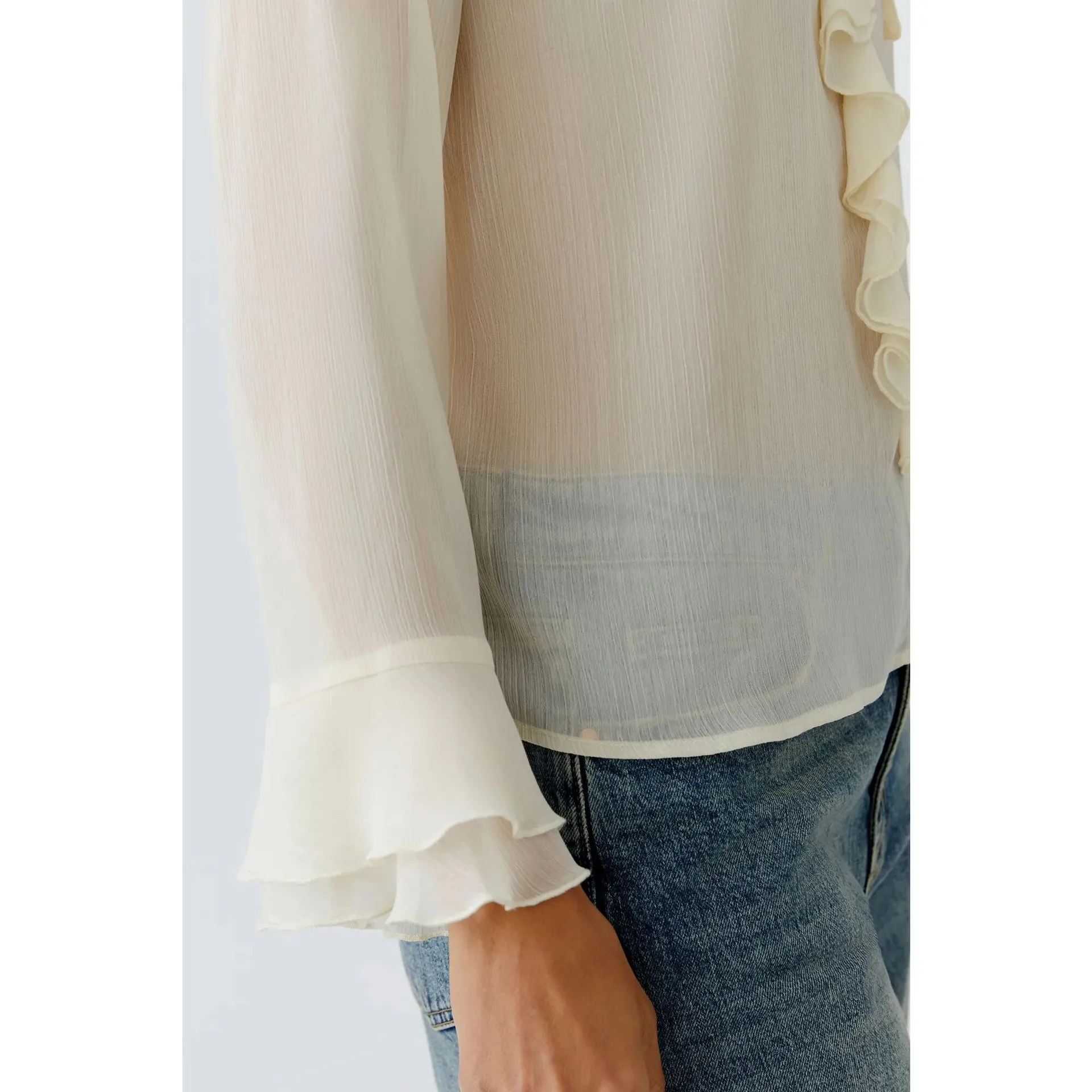 Oui - Bluse - Größe 46 DAMEN - creme – Bild 3