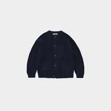 Heavy Wool Round Cardigan Navy Heavy Wool Round Cardigan Navy