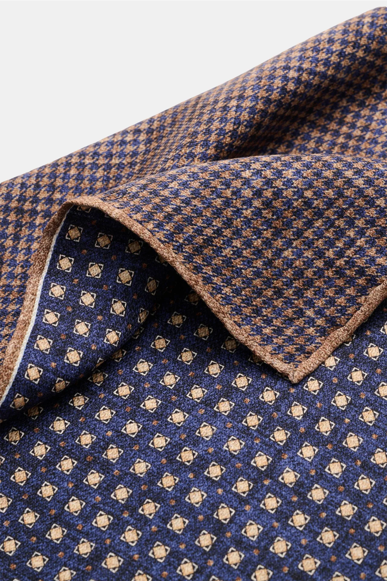 Rosi Collection - Herren - Einstecktuch 'Easy' dunkelblau/hellbraun/weiß gemustert – Bild 2