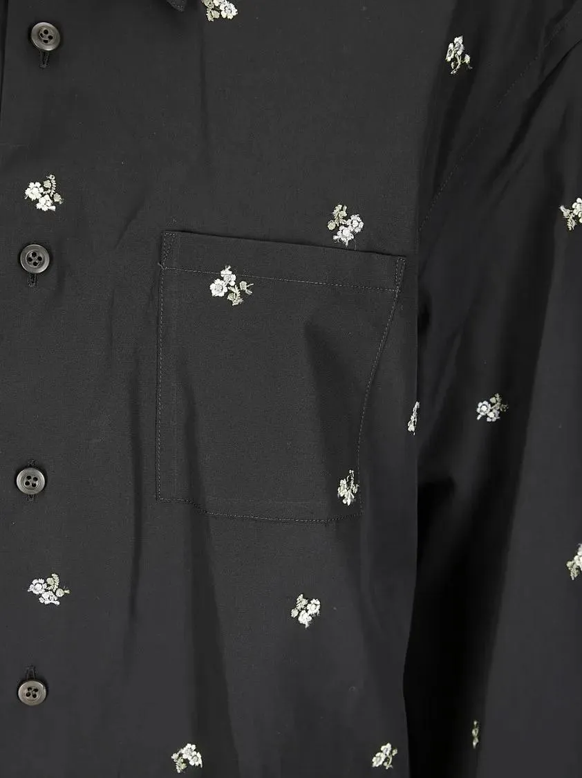 RIER - Long-Sleeved Cotton Shirt With Floral Embroidery - Größe S - schwarz – Bild 2