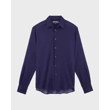 Vilebrequin - Leichtes Solid Unisex-hemd Aus Baumwollvoile - Hemd - Caracal - Blau - Größe XL Vilebrequin - Leichtes Solid Unisex-hemd Aus Baumwollvoile - Hemd - Caracal - Blau - Größe XL