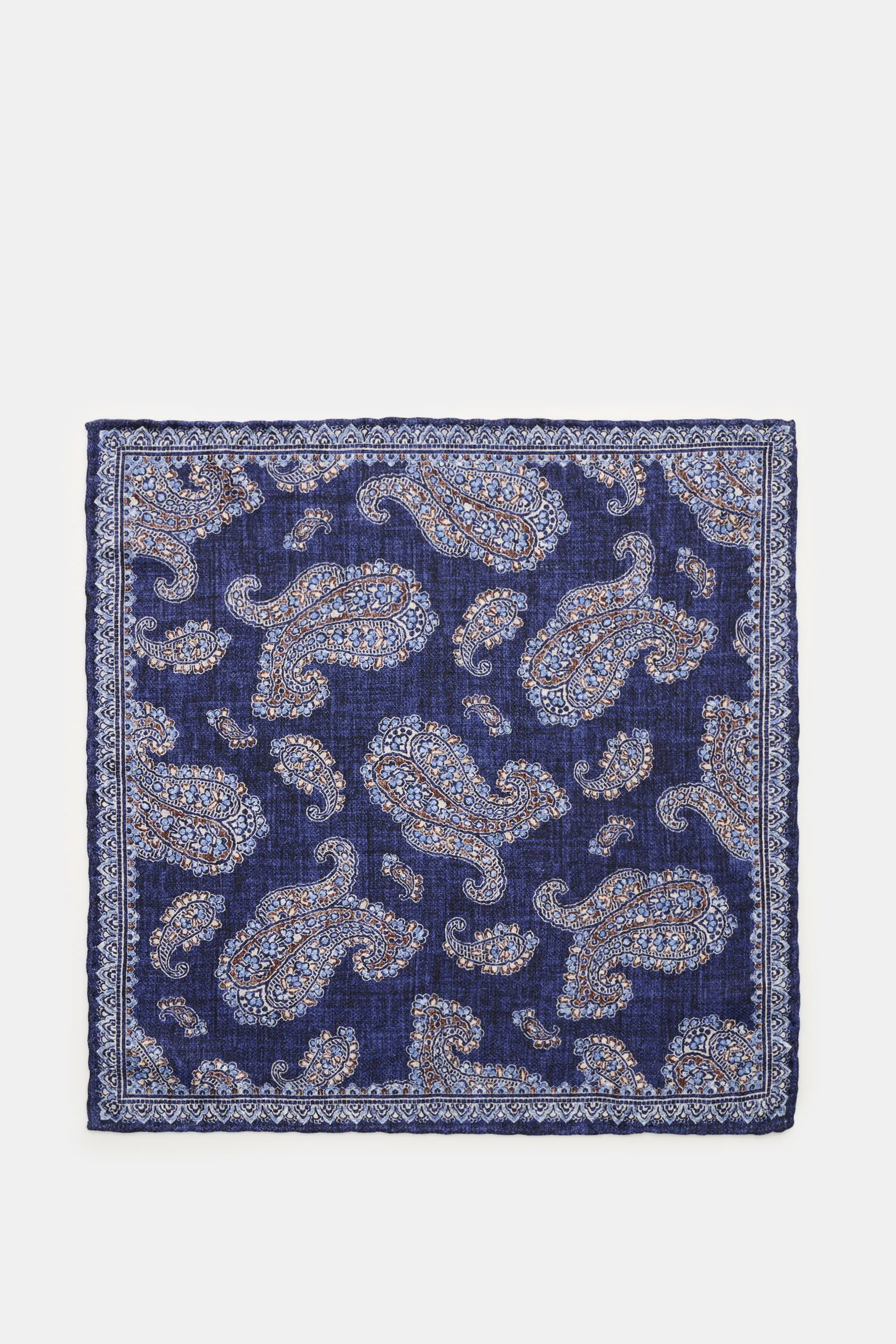 Rosi Collection - Herren - Seiden-Einstecktuch 'Easy' dunkelblau/dunkelbraun/hellblau gemustert – Bild 3