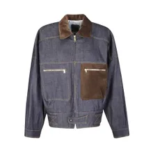 JEJIA - Structured Denim-Effect Cotton Bomber With Suede I - Größe 42 - blau JEJIA - Structured Denim-Effect Cotton Bomber With Suede I - Größe 42 - blau