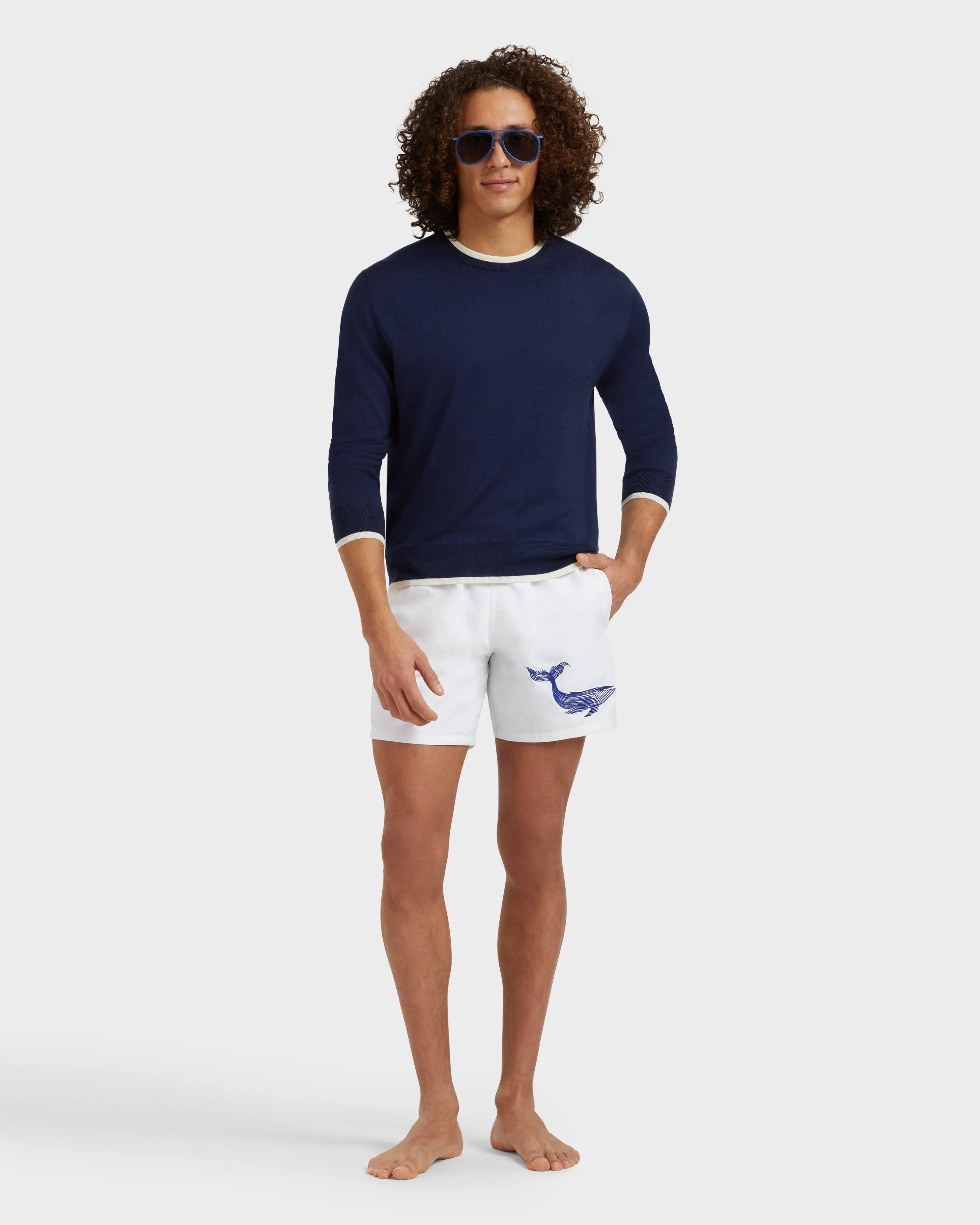 Vilebrequin - Whale Badeshorts Mit Stickerei Für Herren - Bademode - Motu - Weiss - Größe L – Bild 5