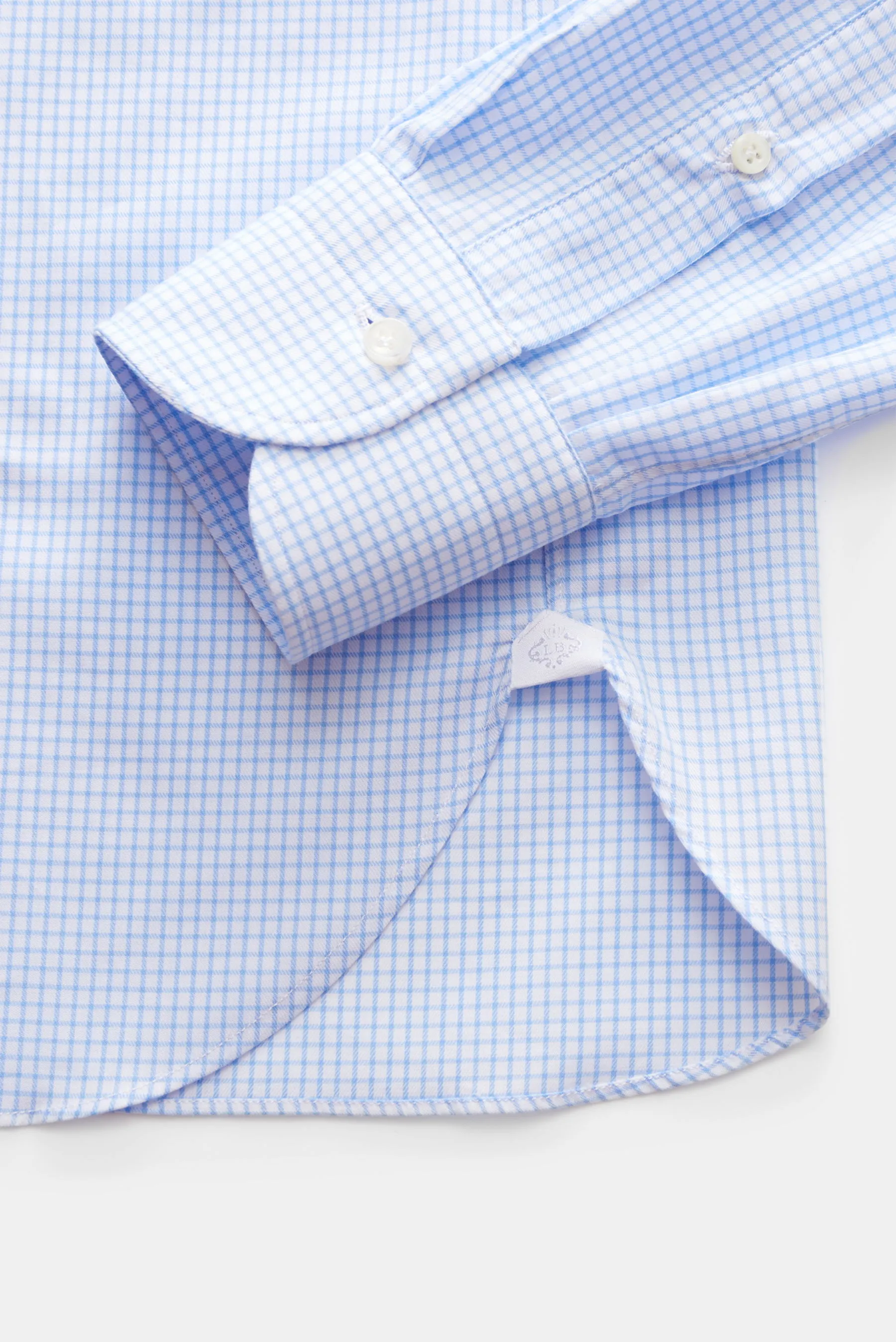 Borrelli - Herren - Business Hemd 'Nando' Haifisch-Kragen weiß/blau kariert – Bild 3