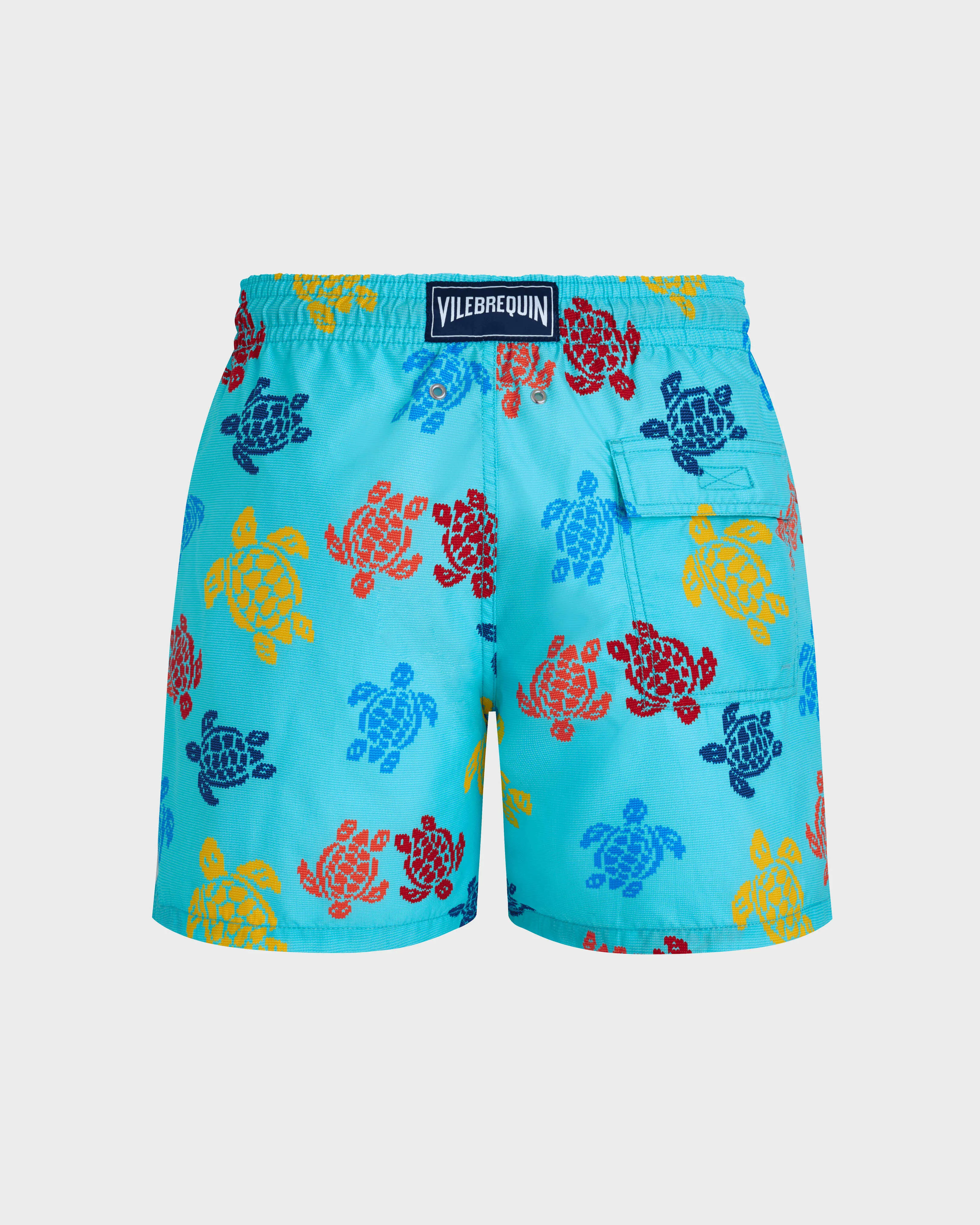 Vilebrequin - Ronde Des Tortues Tricot Badeshorts Für Herren – Vilebrequin X Falke - Bademode - Moorea - Blau - Größe XS – Bild 2