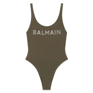 Balmain - Green Swimsuit With Rhinestone Logo - Größe 44 - grün Balmain - Green Swimsuit With Rhinestone Logo - Größe 44 - grün