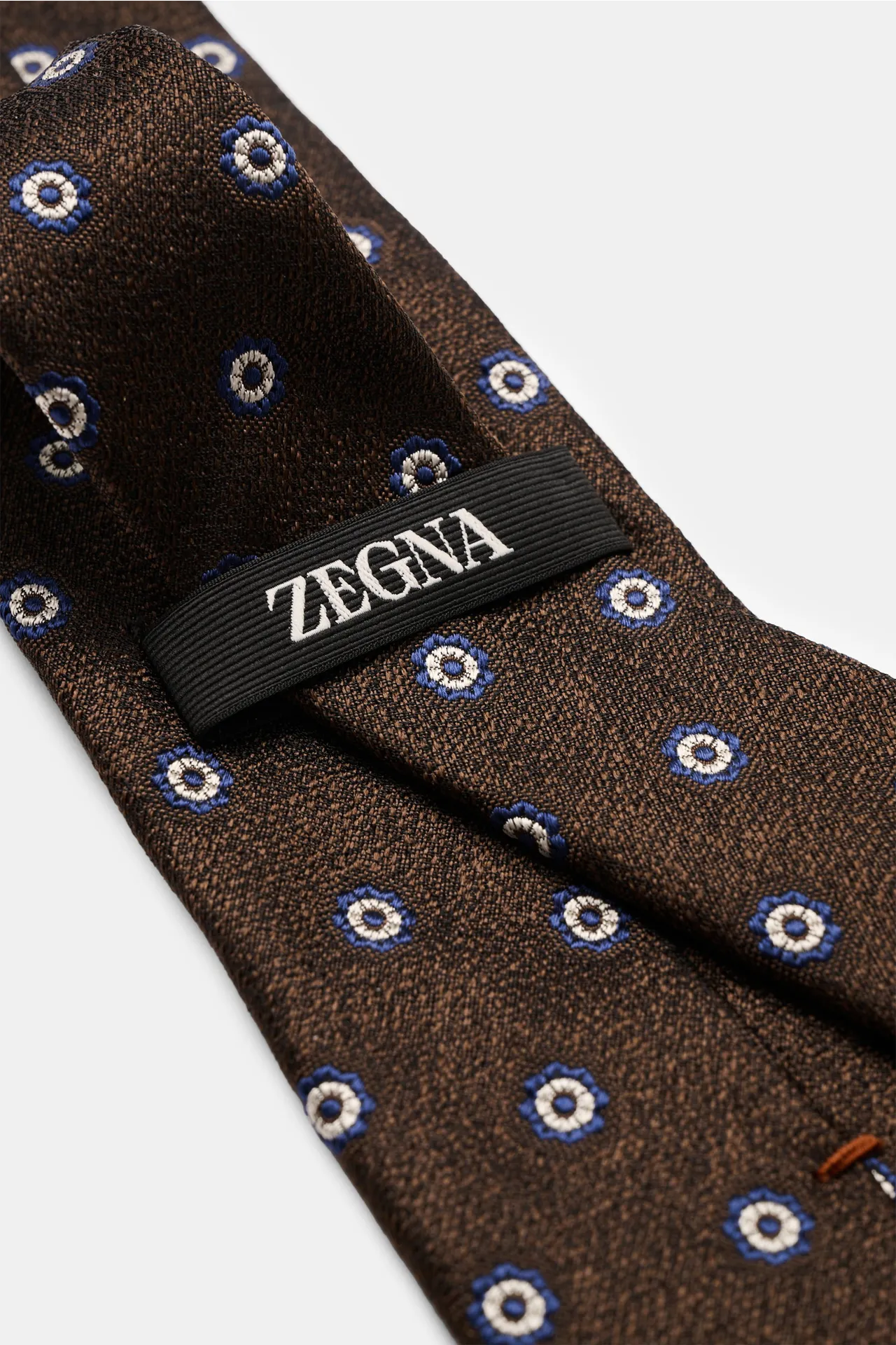 Zegna - Herren - Seidenkrawatte dunkelbraun/navy/offwhite gemustert – Bild 2