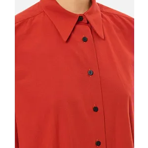 DUSAN - Red Shirt With Pointed Collar And Elegant Draping - Größe XS - rot