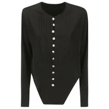 Yohji Yamamoto - Tuxedo Detail Bodysuit - Größe 3 - schwarz Yohji Yamamoto - Tuxedo Detail Bodysuit - Größe 3 - schwarz