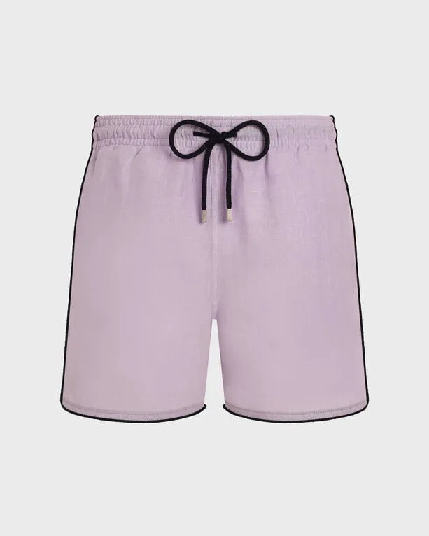 Vilebrequin - Solid Badeshorts Aus Leinen Für Herren - Bademode - Mallorca - Violett - Größe XL Vilebrequin - Solid Badeshorts Aus Leinen Für Herren - Bademode - Mallorca - Violett - Größe XL
