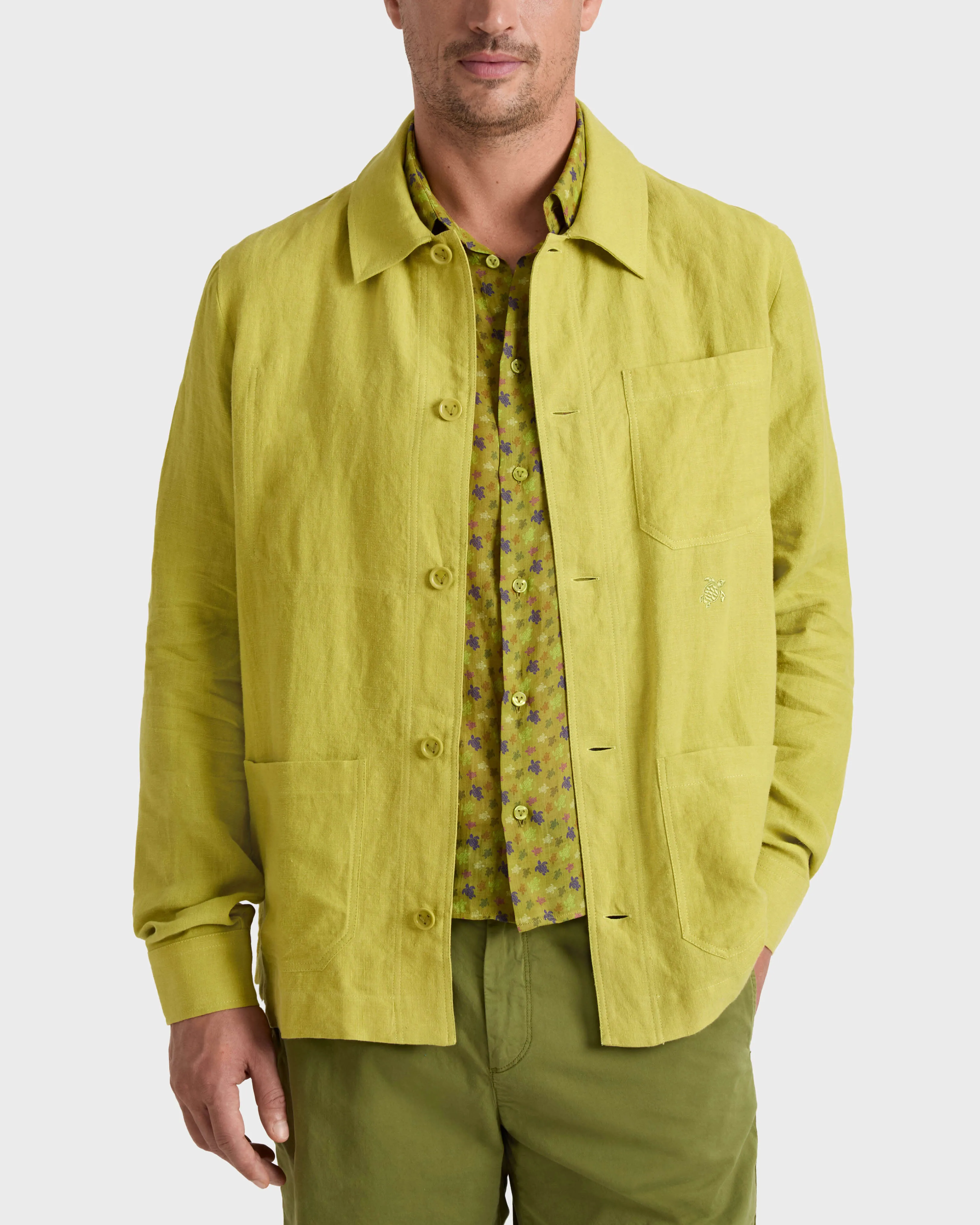 Vilebrequin - Solid Overshirt Aus Leinen Für Herren - Jacke - Corentin - Grün - Größe XL – Bild 3