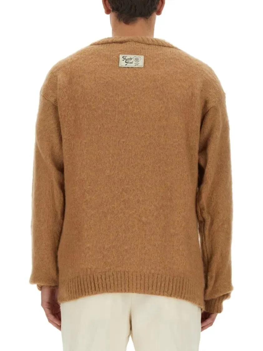 Family First - V-Neck Cardigan With Textured Finish - Größe XL - braun – Bild 4