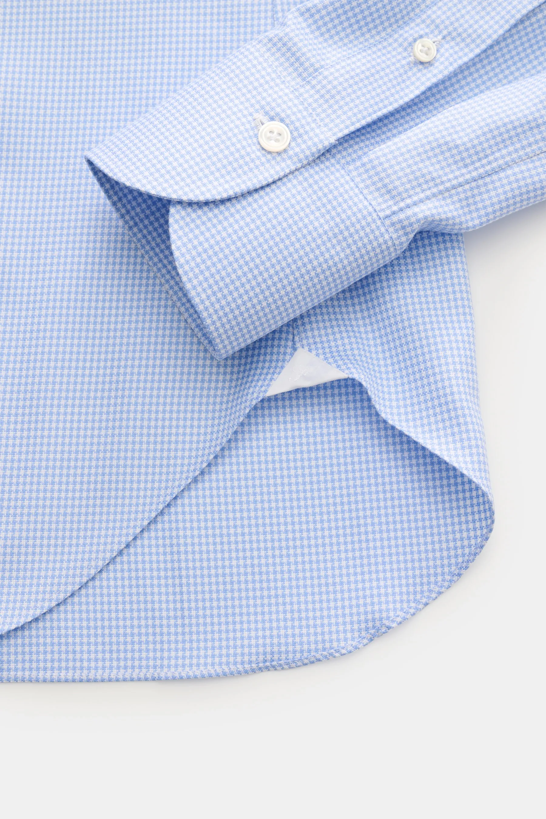 Finamore - Herren - Business Hemd 'Sergio Napoli' Haifisch-Kragen blau/weiß kariert – Bild 3