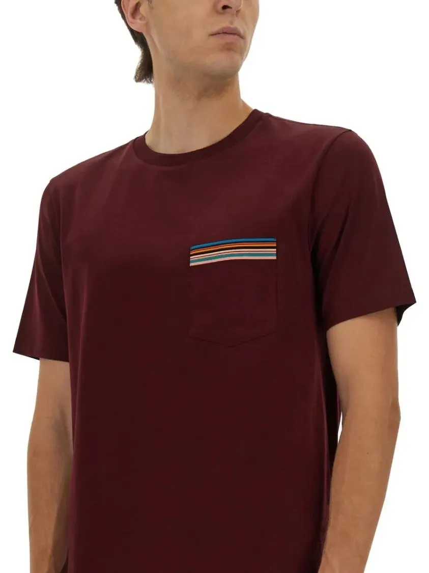 Paul Smith - Striped Pocket T-Shirt - Größe S - rot – Bild 3