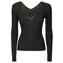 LUSSI - Fitted Ribbed Silk Sweater With Deep V-Neckline - Größe ONE SIZE - schwarz LUSSI - Fitted Ribbed Silk Sweater With Deep V-Neckline - Größe ONE SIZE - schwarz