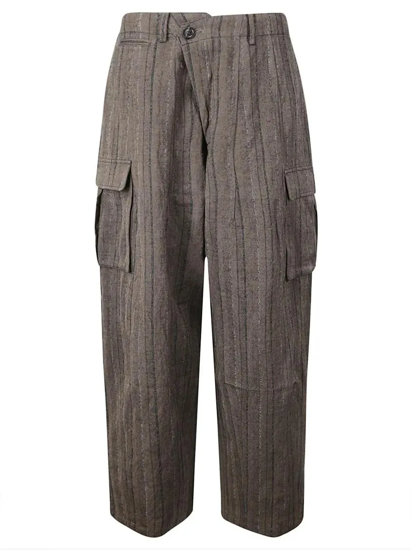 DAWEI STUDIO - Pinstripe Cotton Blend Trousers - Größe 36 - braun DAWEI STUDIO - Pinstripe Cotton Blend Trousers - Größe 36 - braun