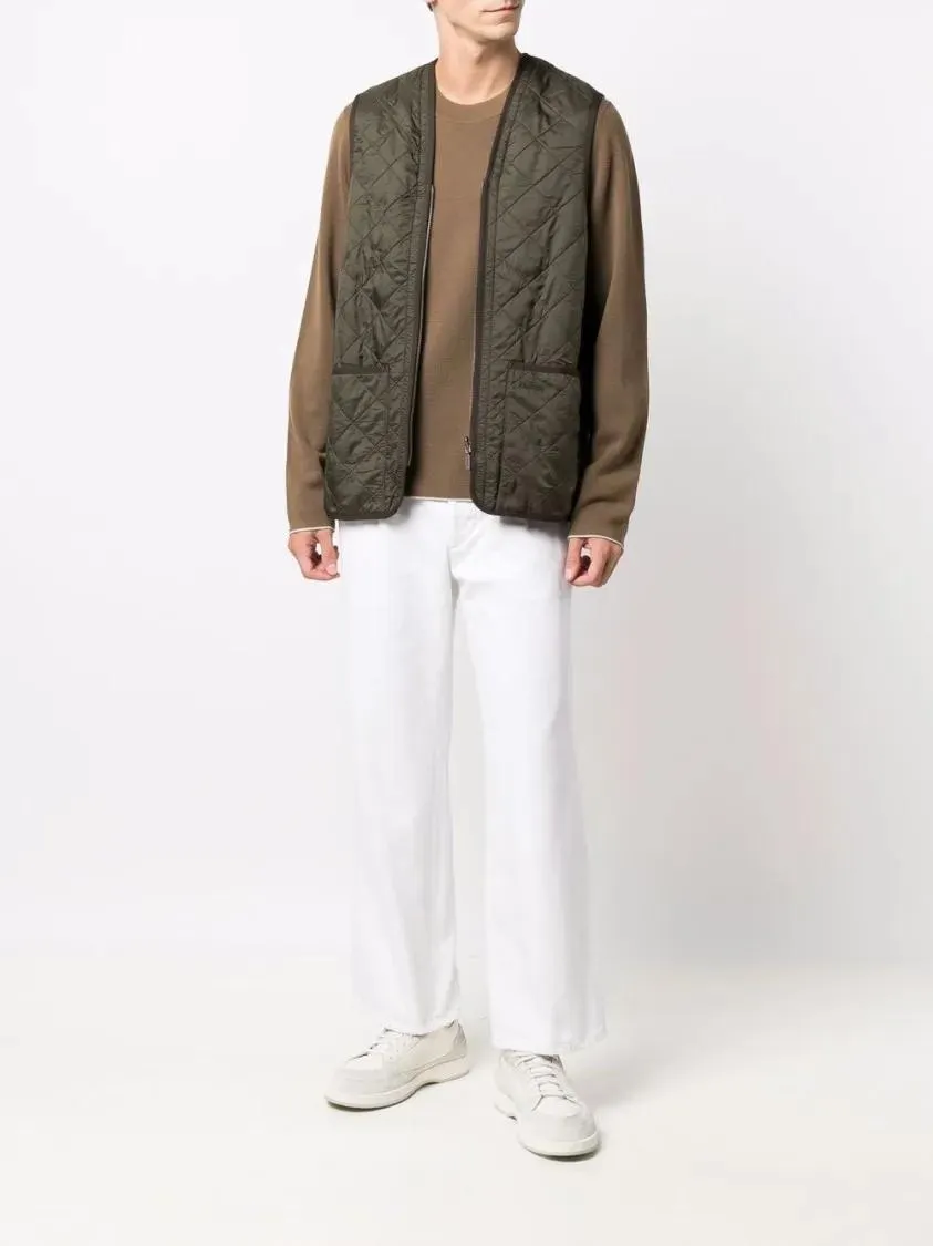 Barbour - Olive Green Quilted Waistcoat With Embroidered Log - Größe L - grau – Bild 2