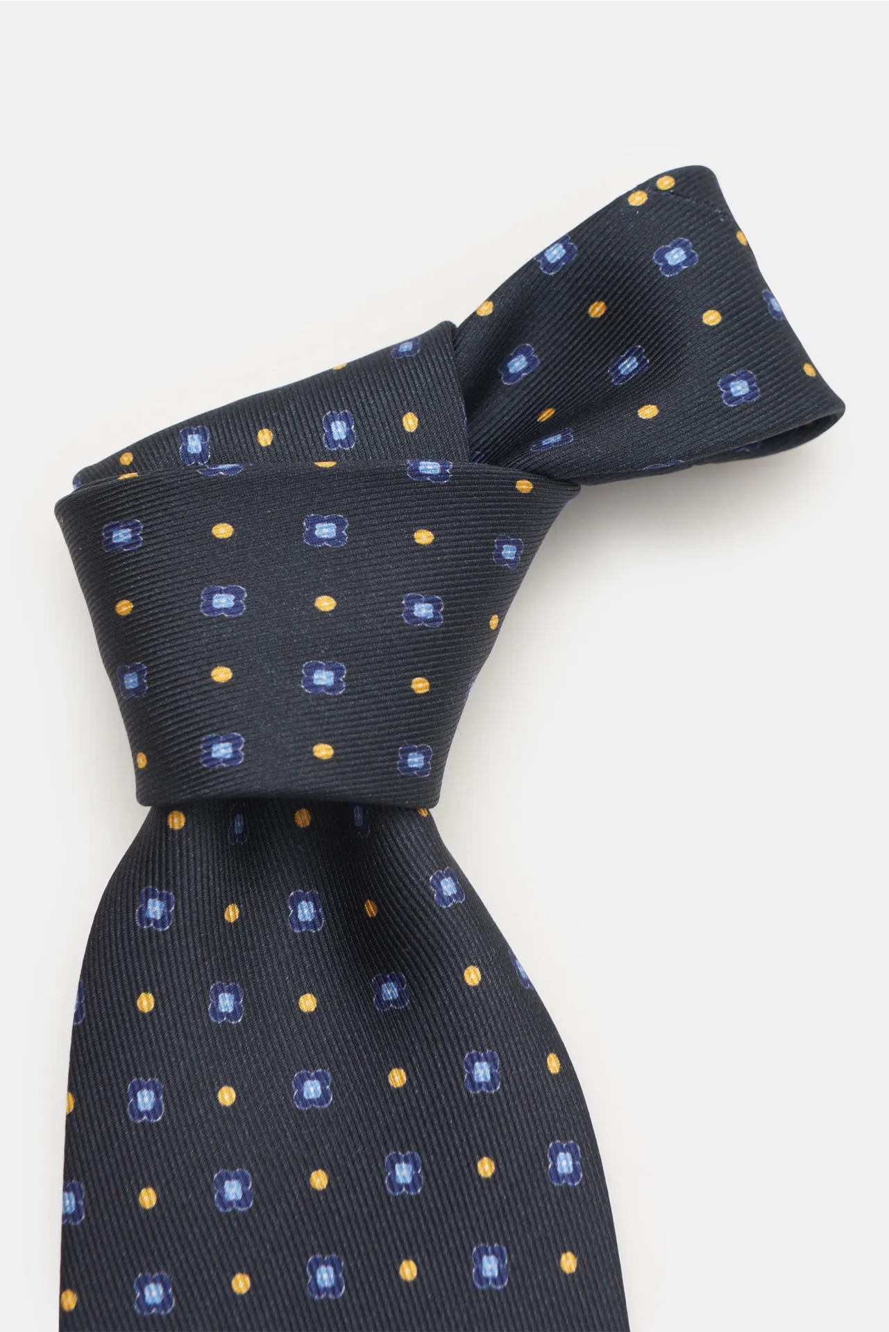 Eddy Monetti - Herren - Seidenkrawatte dark navy/hellblau/gelb gemustert – Bild 3