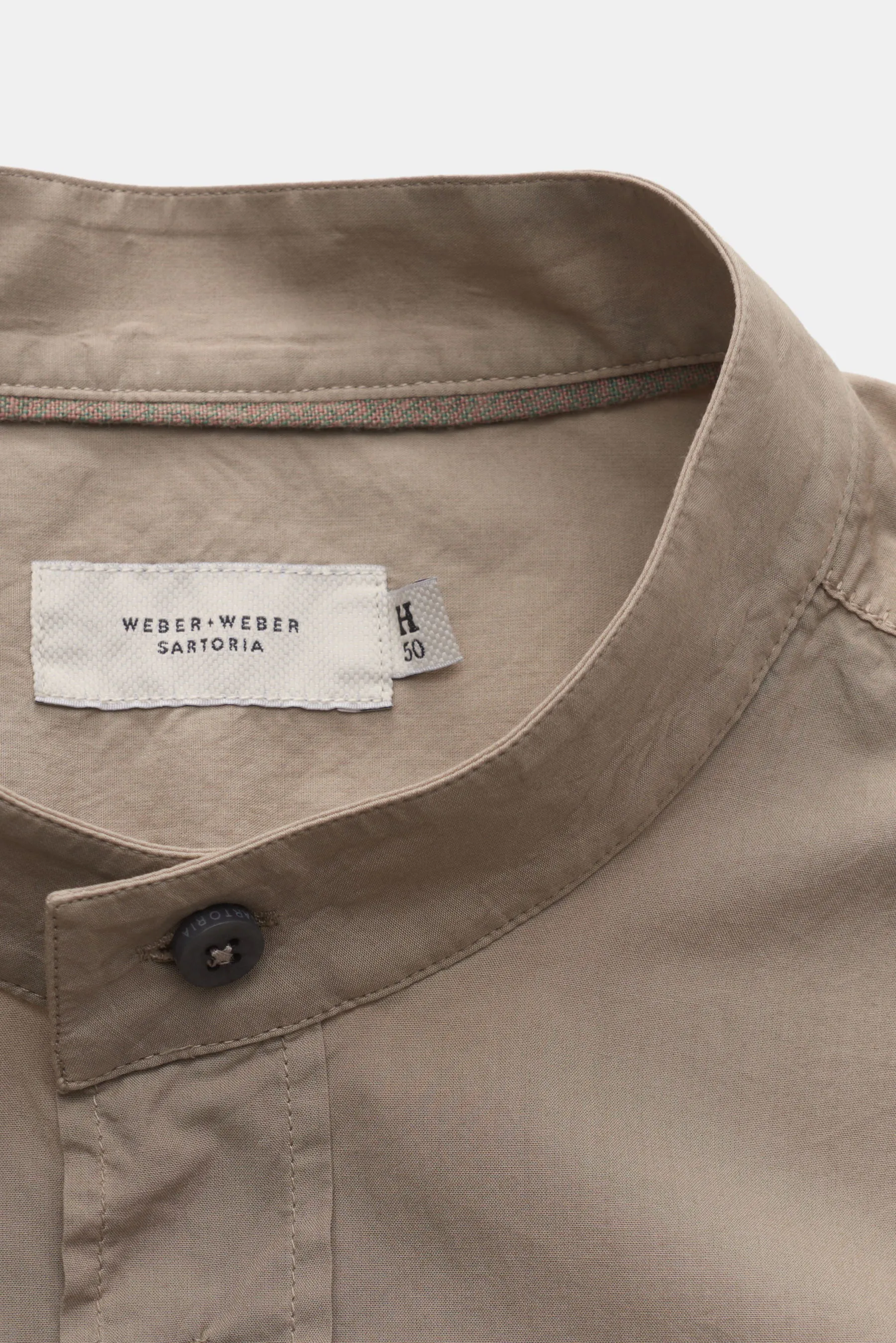 Weber+Weber - Herren - Casual Hemd 'Vintage Popeline Collar Shirt' Grandad-Kragen khaki – Bild 2