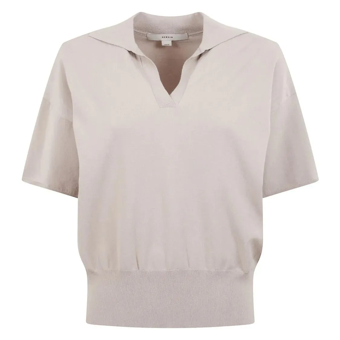 Remain - Short-Sleeved Polo Sweater - Größe L - beige Remain - Short-Sleeved Polo Sweater - Größe L - beige