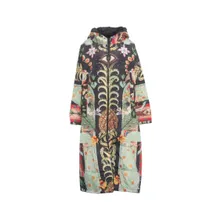 Sittingsuits - Quilted Down Coat With Artistic Design And Hood - Größe ONE SIZE - grau Sittingsuits - Quilted Down Coat With Artistic Design And Hood - Größe ONE SIZE - grau