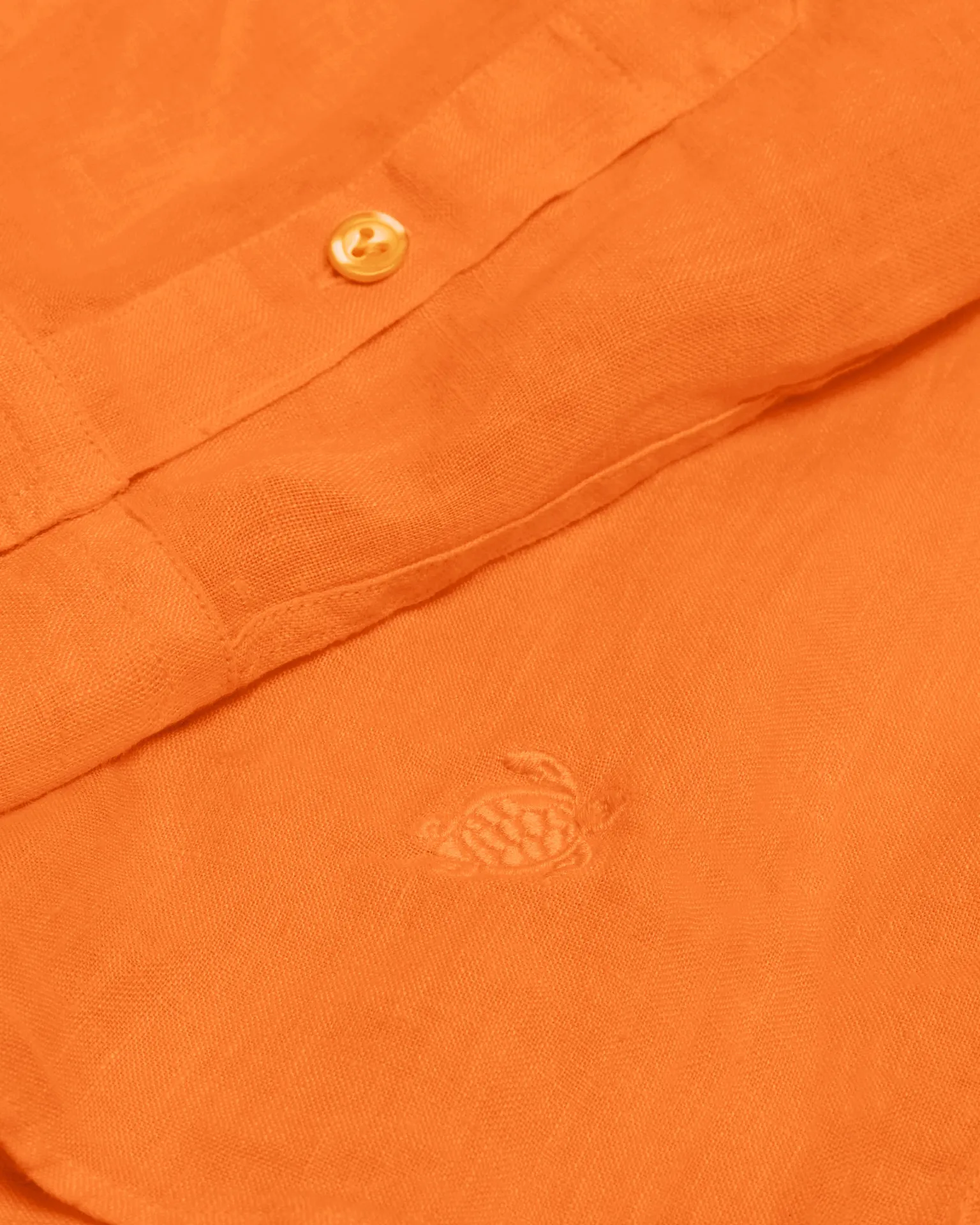 Vilebrequin - Einfarbiges Hemd Aus Leinen Für Herren - Hemd - Caroubis - Orange - Größe L – Bild 3