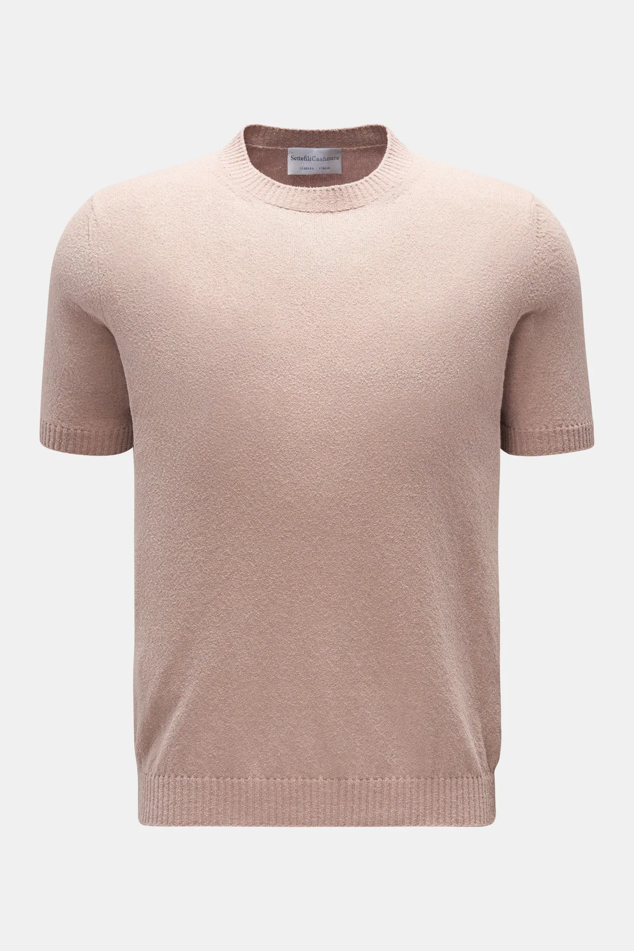Settefili Cashmere - Herren - Kurzarm-Rundhalspullover %27Bouclé%27 hellbraun Settefili Cashmere - Herren - Kurzarm-Rundhalspullover %27Bouclé%27 hellbraun