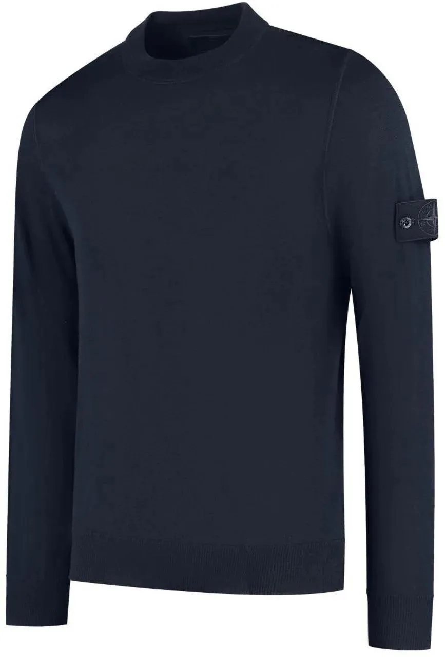 Stone Island - Heren Logo Patch Sweater Wool Blauw - Größe XL - blau Stone Island - Heren Logo Patch Sweater Wool Blauw - Größe XL - blau