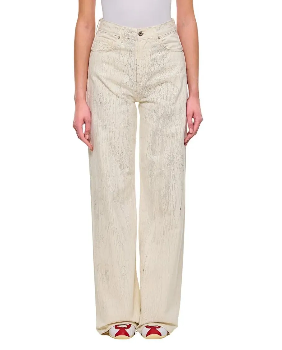 HALFBOY - Beige Crepe Pattern Wide Leg Jeans - Größe 26 - beige HALFBOY - Beige Crepe Pattern Wide Leg Jeans - Größe 26 - beige