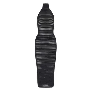 Andreadamo - Ribbed Knit Midi Dress – Black - Größe M - schwarz Andreadamo - Ribbed Knit Midi Dress – Black - Größe M - schwarz