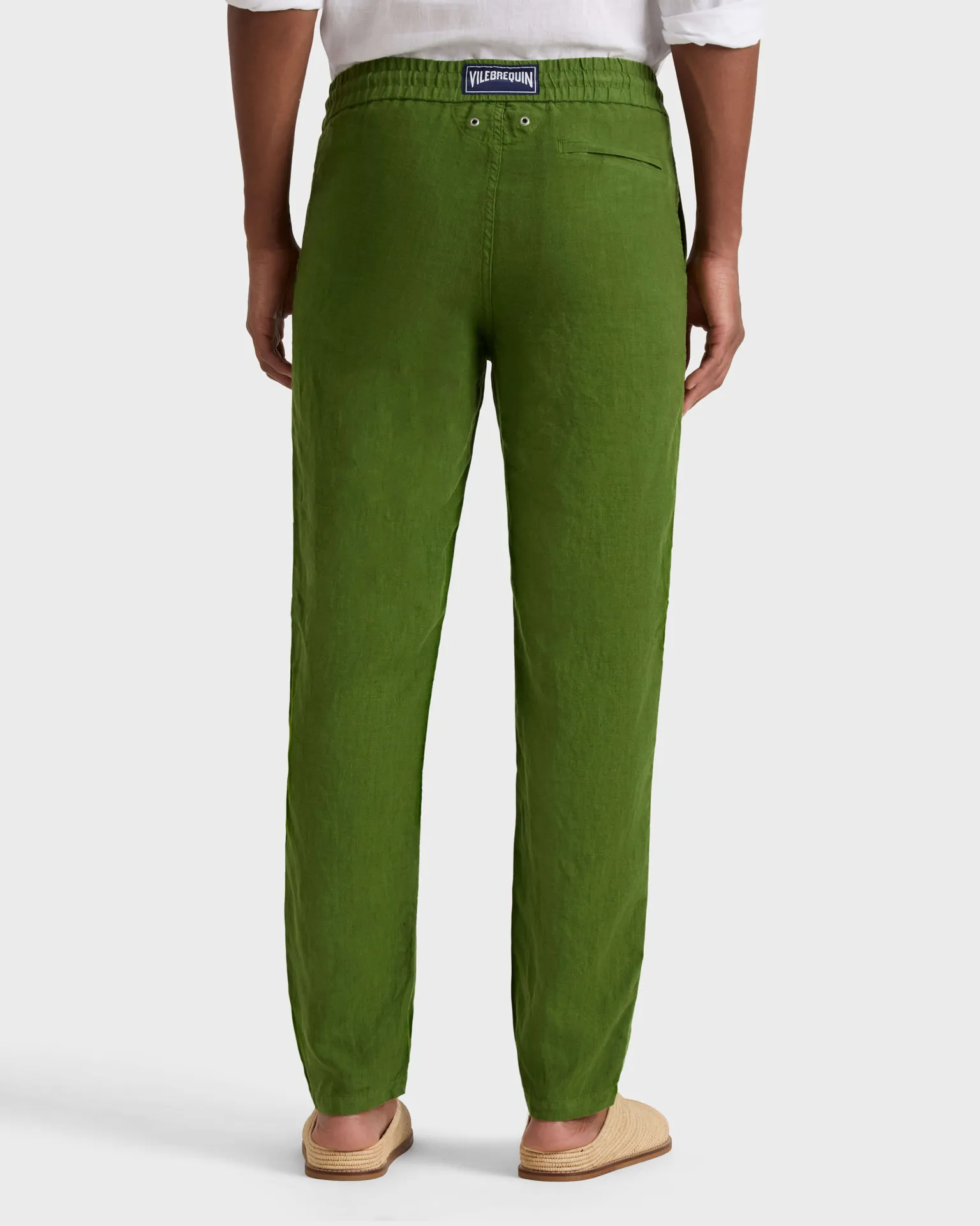 Vilebrequin - Solid Gerade Geschnittene Leinenhose Für Herren - Hose - Parc - Grün - Größe L – Bild 4