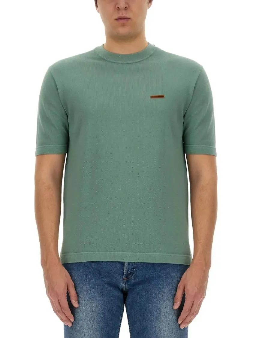 Zegna - T-Shirt With Subtle Logo Detail - Größe 48 - grün Zegna - T-Shirt With Subtle Logo Detail - Größe 48 - grün