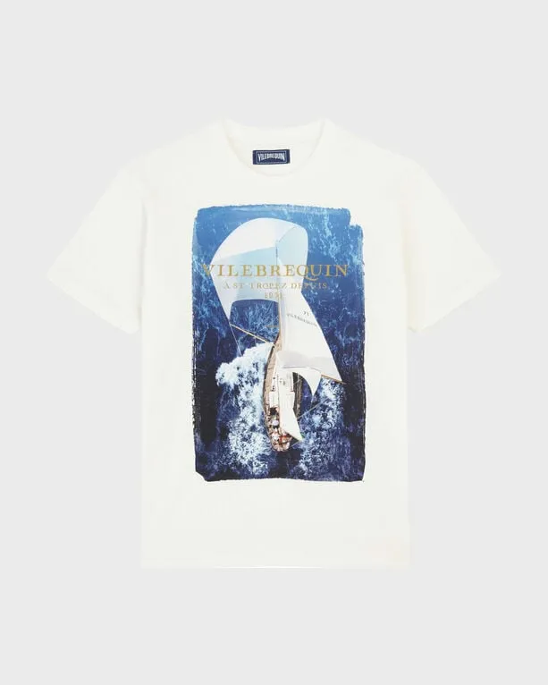 Vilebrequin - Sailing Boat From The Sky Baumwoll-t-shirt Für Herren - T-shirt - Portisol - Weiss - Größe 4XL Vilebrequin - Sailing Boat From The Sky Baumwoll-t-shirt Für Herren - T-shirt - Portisol - Weiss - Größe 4XL