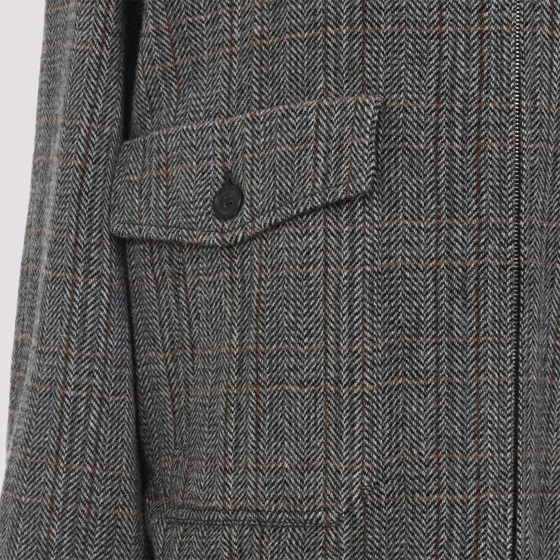 Miu Miu - Grey Shearling-Collared Jacket With Classic Check - Größe 38 - grau – Bild 2