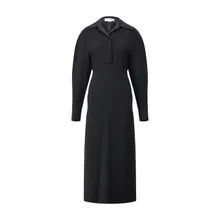 Victoria Beckham - Long Sleeve Polo Collar Midi%27 Dress - Größe 42 - schwarz Victoria Beckham - Long Sleeve Polo Collar Midi%27 Dress - Größe 42 - schwarz