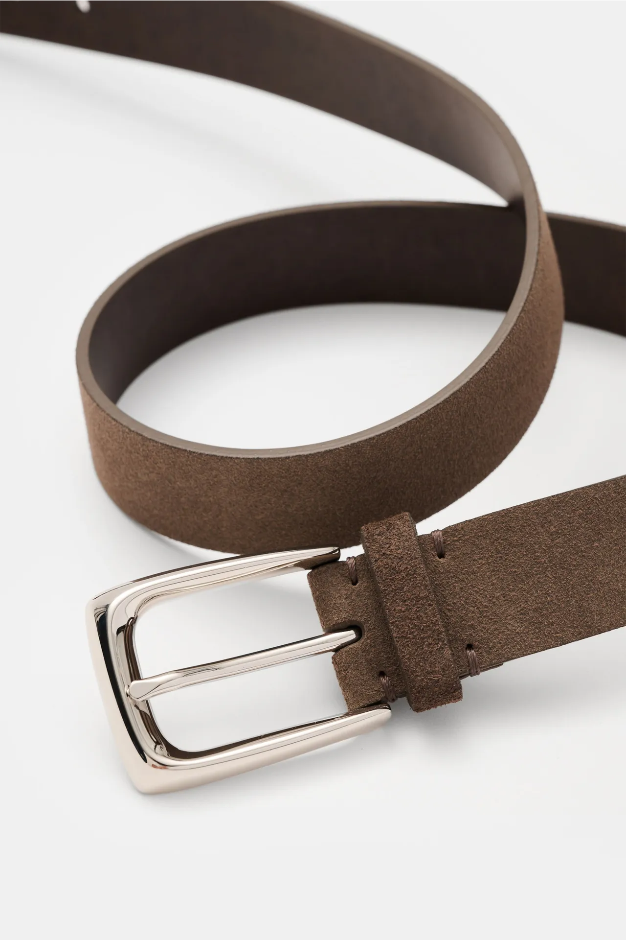 Brunello Cucinelli - Herren - Veloursleder Gürtel graubraun – Bild 3