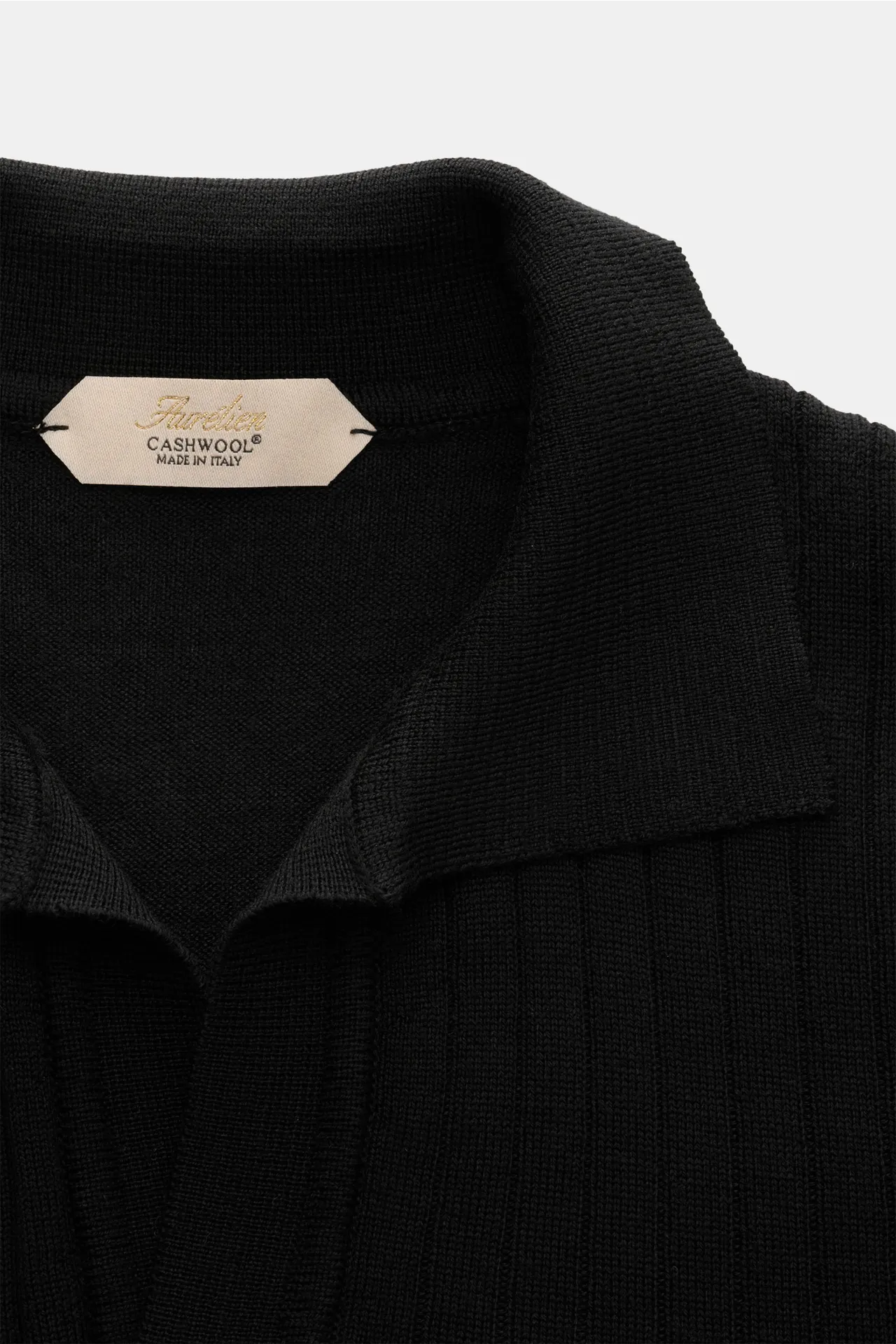 Aurélien - Herren - Merino Kurzarm-Strickpolo schwarz – Bild 2