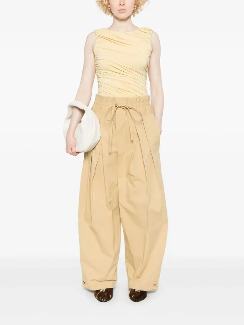 ABADIA - Draped Pastel Yellow Bamboo Rayon Bodysuit - Größe S - gelb – Bild 2